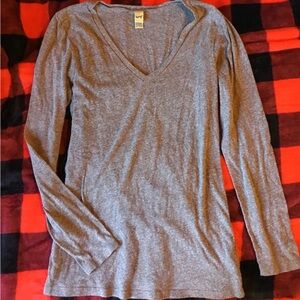 Kavio Gray Fitted Long Sleeve Blouse